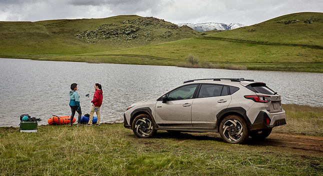 The Subaru Crosstrek Hybrid on a riverbank